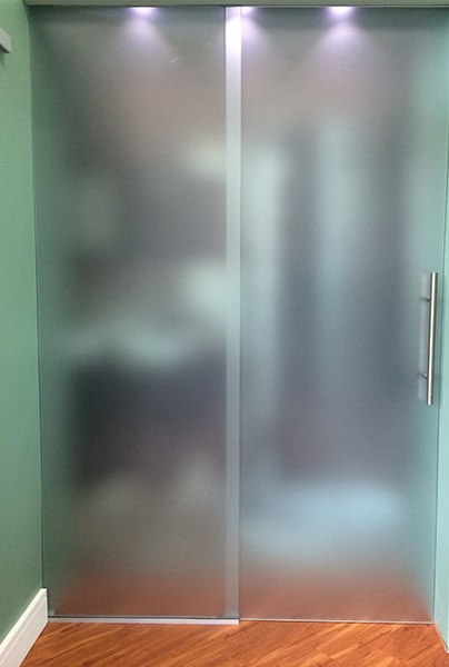 Chicago Glass Sliding Barn Doors with Fixed Panel