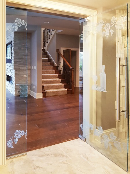 Chicago Glass Etched and Sandblasted Architectural Entry Swing Doors